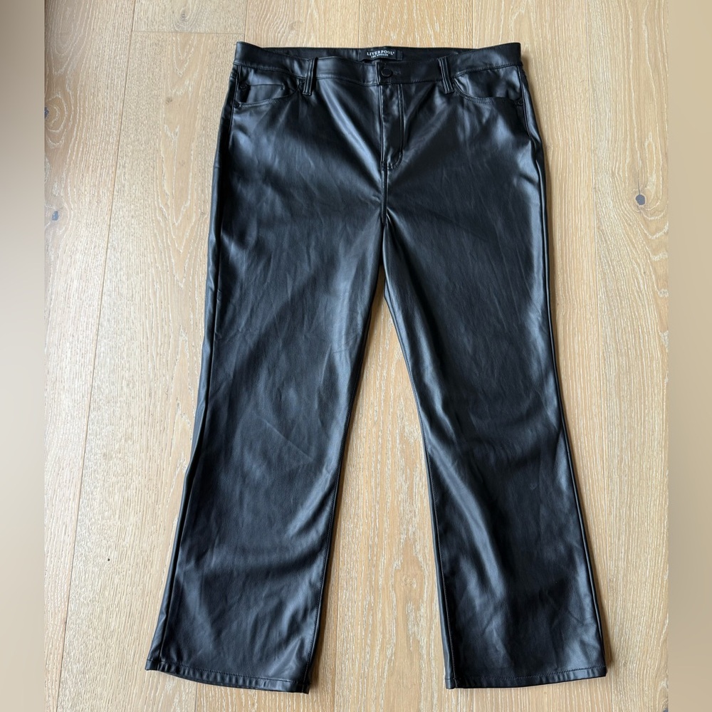 Liverpool Los Angeles Black Faux Leather wide leg Pants